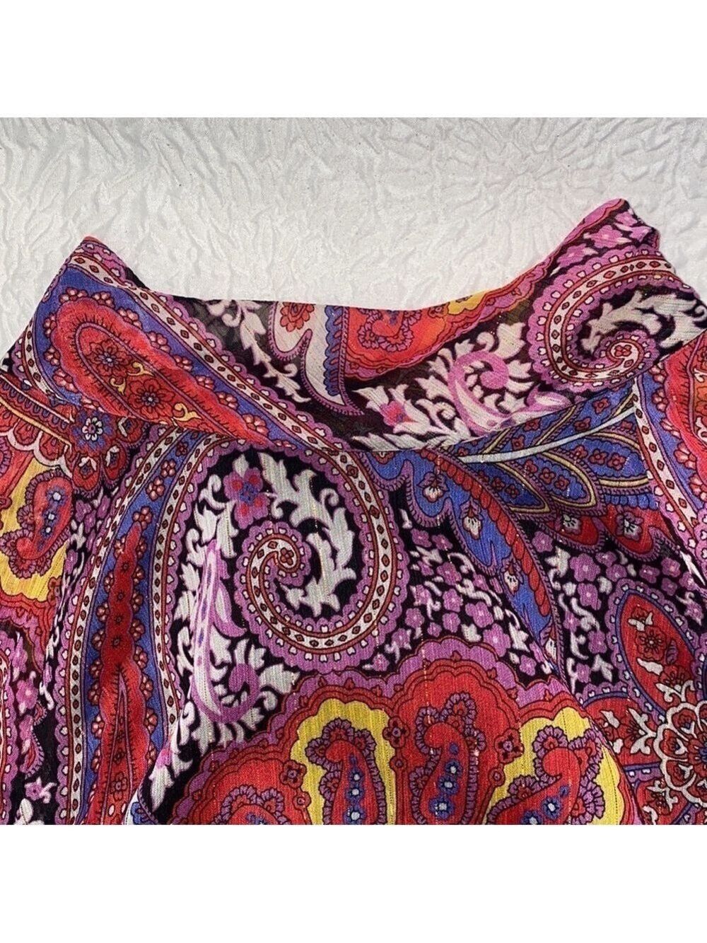TAHARI By Arthur S. Levine Mock Neck Paisley Print Long Sleeve Maxi Dress NWOT - Picture 4 of 14